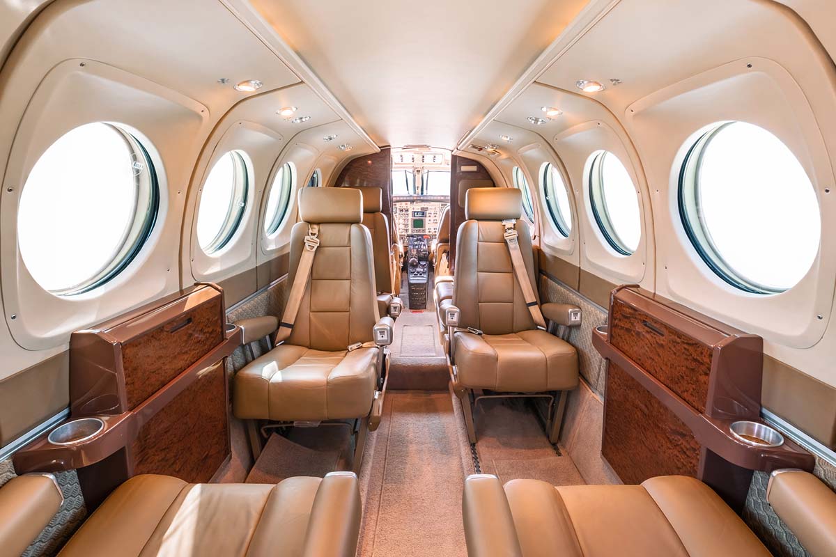 Beechcraft King Air 100 cabin for New York charter