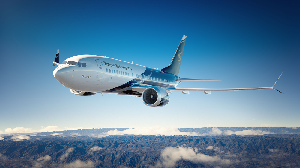 Boeing Business Jet (BBJ) cabin for New York charter